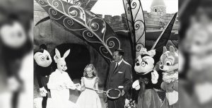 Walt Disney at the opening of Alice in Wonderland attraction at Disneyland