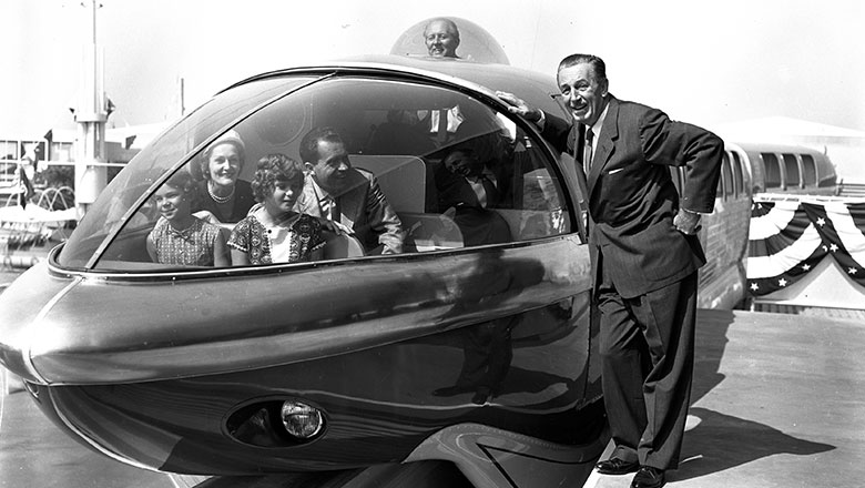 Vice President Nixon dedicates the Monorail at Disneyland