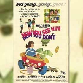 poster art for the Disney movie Now You See Him, Now You Don't featuring Kurt Russel