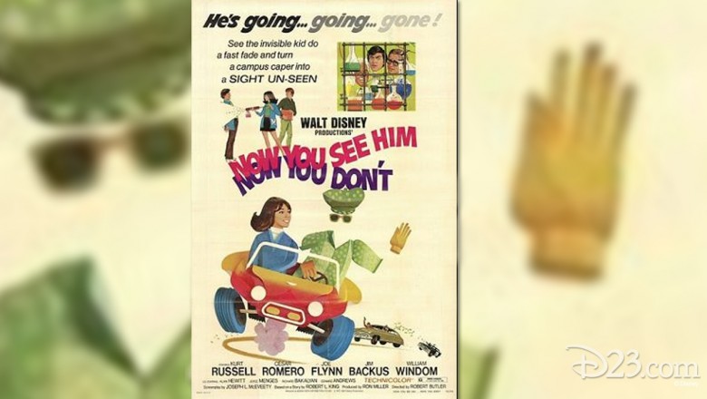 poster art for the Disney movie Now You See Him, Now You Don't featuring Kurt Russel