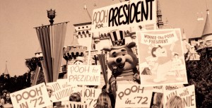 Winnie the Pooh nominated for President at Disneyland in October 1971