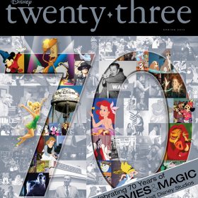 Disney twenty-three Spring 2010 cover art featuring 70 years of animation