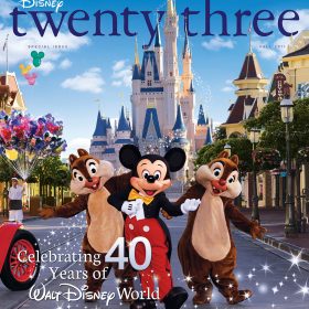 cover of Fall 2011 Disney Twenty-Three D23 Magazine featuring Mickey Mouse and Chip and Dale at Disney World Cinderella Castle