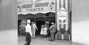 photo of entrance to Mickey Mouse Theater in Disneyland circa 1955