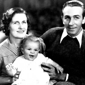 photo of Walt, Lilian and newborn Diane Disney