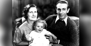 photo of Walt, Lilian and newborn Diane Disney