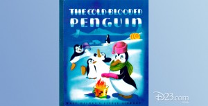 illustrated book cover from The Cold Blooded Penguin showing penguin ice fishing