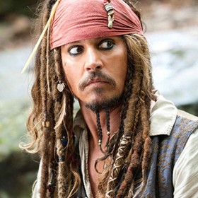 movie still of Johnny Depp from his role in Pirates of the Caibbean