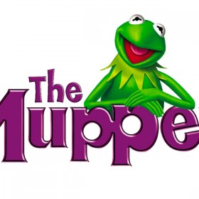 Photo of Kermit the Frog and Muppets Logo