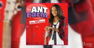 poster art for A.N.T. Farm featuring actress China Anne McClain posing with an electric guitar in front of bright red school lockers