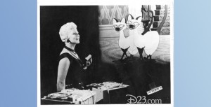 photo of actress recording voice for animated characters projected in studio