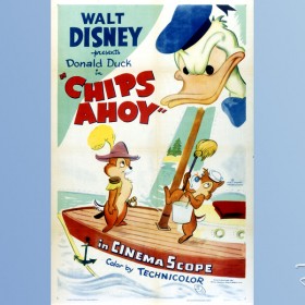 movie poster for Chips Ahoy featuring Donald Duck, Chip an' Dale