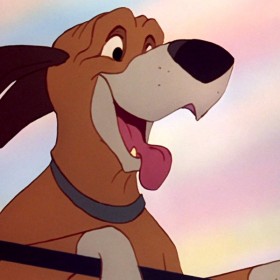 animation cel of Copper dog from The Fox and the Hound