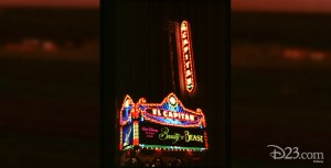 nighttime photo of El Capitan movie theater in Hollywood