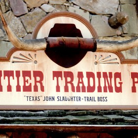 photo of entrance sign of Frontier Trading Post shop at Disneyland
