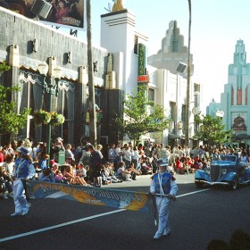 photo of parade on Hollywood Boulevard