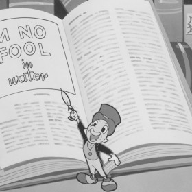 Jiminy Cricket in Mickey Mouse Club cartoon I'm No Fool in Water