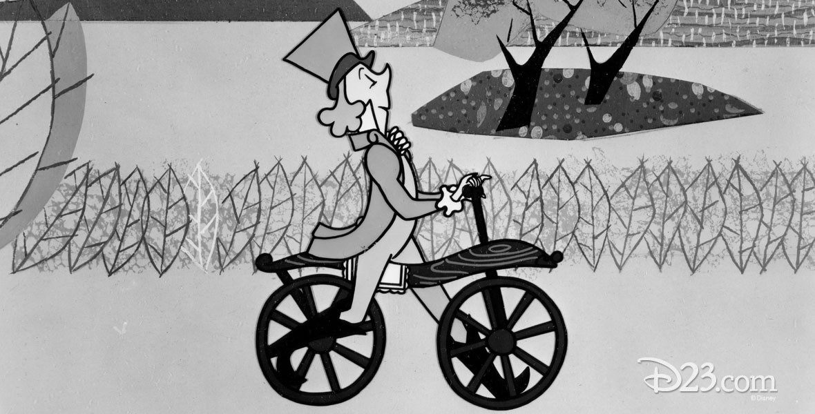 Character riding a bicycle in Mickey Mouse Club cartoon I'm No Fool with A Bicycle