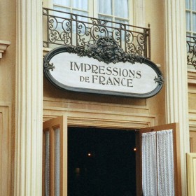 Sign at the France pavilion at Epcot Center's World Showcase