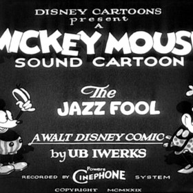 title card for black and white cartoon The Jazz Fool, featuring Mickey Mouse