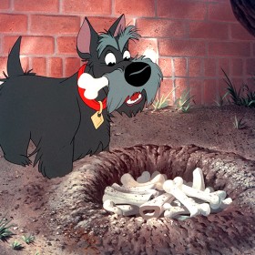 cel from animated feature Lady and the Tramp featuring terrier Jock