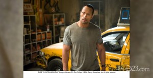 photo of Dwayne Johnson on set