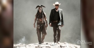 movie still of the Lone Ranger and Tonto walking side-by-side in The Lone Ranger