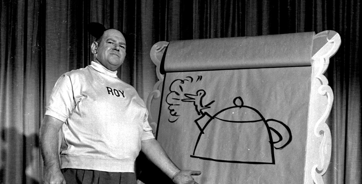 Roy Williams with a drawing