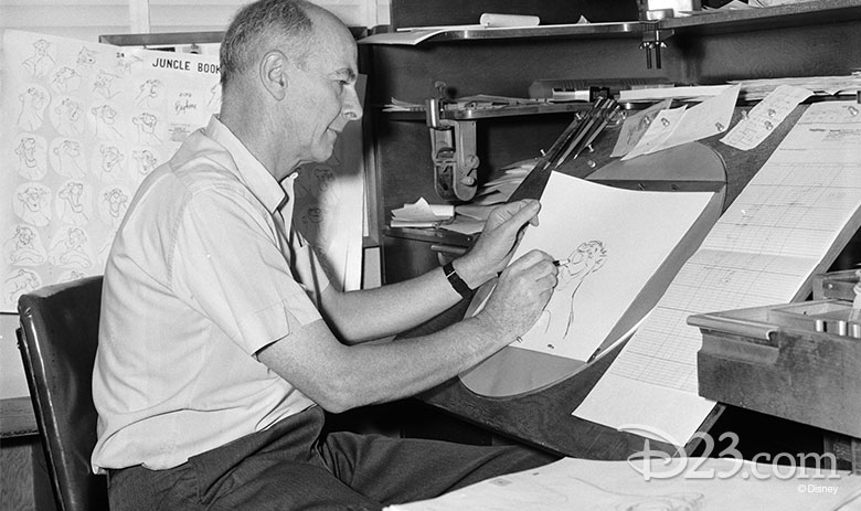 ollie johnston was a disney animator seen sketching here