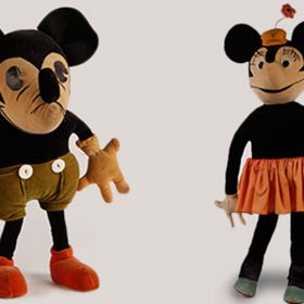 Mickey Mouse and Minnie Mouse dolls from 1930s