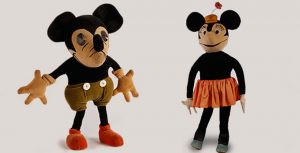 Mickey Mouse and Minnie Mouse dolls from 1930s