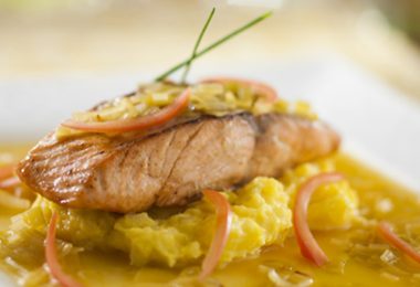 Be Our Guest Restaurant's Salmon with Leek Fondue