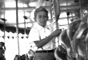 photo of young Roy E. Disney Riding Carousel Griffth Park, Los Angeles circa 1930s