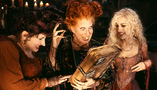 Bette Midler as Winifred, Sarah Jessica Parker as Sarah, and Kathy Najimy as Mary in Hocus Pocus