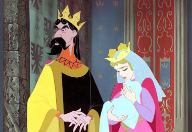 cel from Sleeping Beauty feature showing king and queen with baby princess