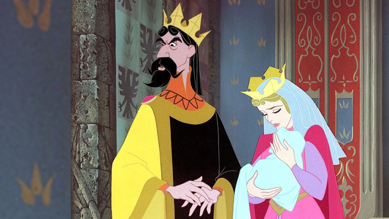 cel from Sleeping Beauty feature showing king and queen with baby princess
