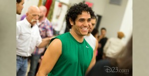 photo of actor Adam Jacobs rehearsing his role as Aladdin in 2014 Broadway Production