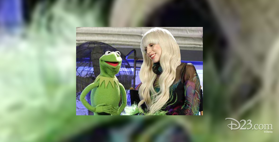 photo of Lady Gaga and Kermit the frog muppet