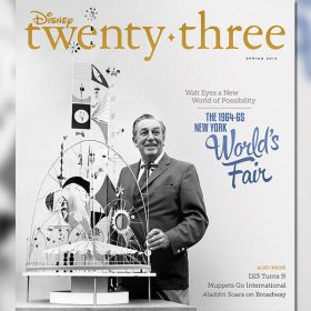 Disney twenty-three Spring 2014 cover art featuring Walt and the 1964 New York World's Fair