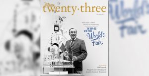 Disney twenty-three Spring 2014 cover art featuring Walt and the 1964 New York World's Fair