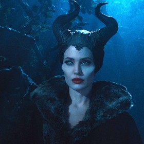 production still from Maleficent featuring Angelina Jolie as eponymous role