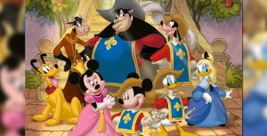 Animated cast of Disney film Mickey, Donald, and Goofy: The Three Musketeers