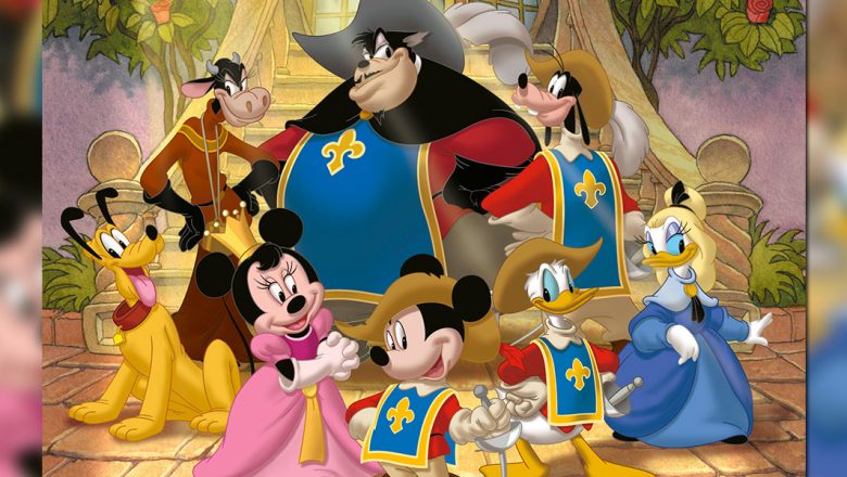 Animated cast of Disney film Mickey, Donald, and Goofy: The Three Musketeers