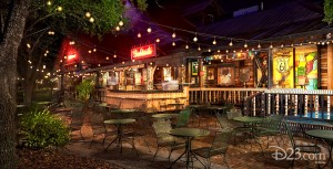 nighttime photo of outdoor patio adjoining House of Blues restaurant