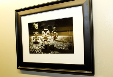 photo of framed illustration of Mickey Mouse, Donald Duck, and Goofy as zombies in Disney Television Animation Zombie Gallery