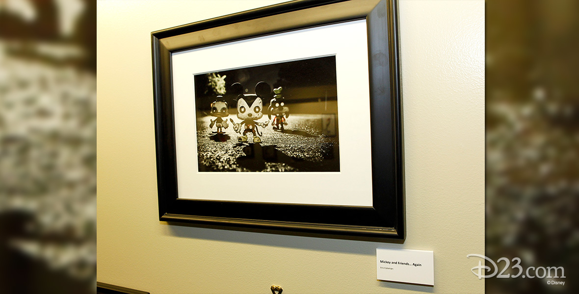 photo of framed illustration of Mickey Mouse, Donald Duck, and Goofy as zombies in Disney Television Animation Zombie Gallery