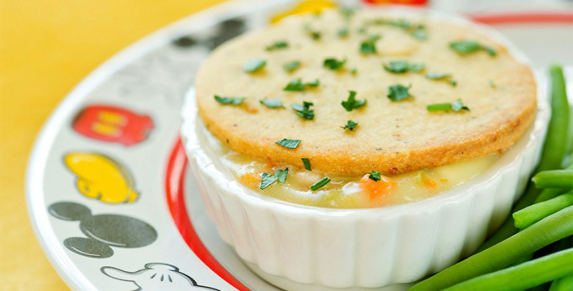 Photo of bowl filled with baked Turkey Pot Pie