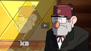 still from animated series Gravity Falls showing character Grunkle Stan