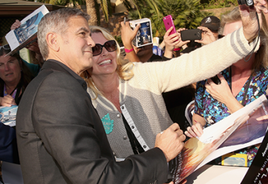 George Clooney with D23 Member at Tomorrowland Premiere