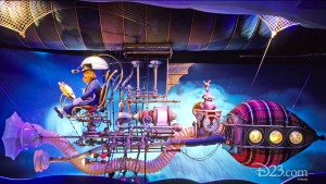 photo of Journey Into Imagination flying machine featuring the character Figment at EPCOT Center